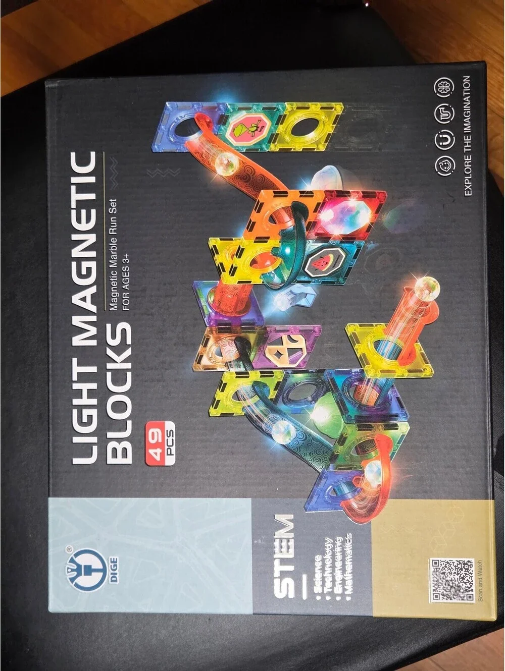 DIGE Light Magnetic Blocks STEM Magnetic Marble Run Set 49 Pcs